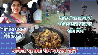 গাঁওৰ মনোমোহা পৰিৱেশৰ মাজত এটা দিন।মামীয়ে বনোৱা পাৰ মাংসৰ জুতি।Assmese vlog। Vlog 10