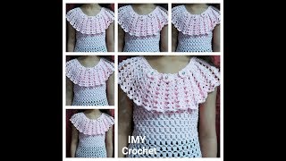 بالكروشيه بلوزه بناتى صيفى سهله للعيد شرح لجميع المقاسات Tunique Fille IMY CROCHET