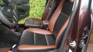 custom brown and black leather seats Toyota vios design by EB UPHOLSTERY