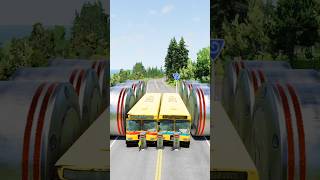 Bus Vs Giant Bollards _BeamNG Drive #shortsvideo