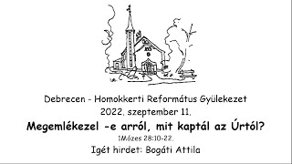 Homokkerti Református Gyülekezet Istentisztelet - 2022.09.11.