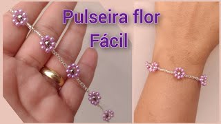 Pulseira de florzinhas e miçangas - Fácil e rápido @acs27567