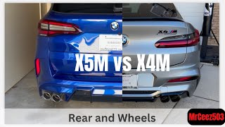 BMW M SUVs X5M versus X4M rear end and wheels