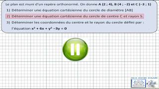 DELTA Détermination de l’équation d’un cercle Première S