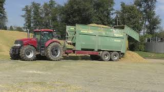 Maishäckseln die Fuhre ist voll und wird am Silo abgekippt Biogas  Anlage  Bad Blumau und mit John D