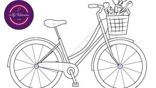 How to draw a very easy bicycle || bicycle drawing tutorial