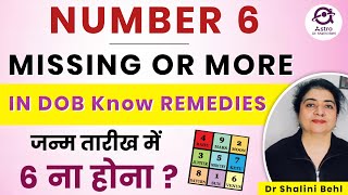 NUMBER 6 MISSING OR MORE IN DOB & Know REMEDIES |जन्म तारीख में 6 ना होना ? | #AstroDrShaliniBehl