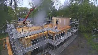 Opbouw houtskeletbouw kijkwoning in Casteau (timelapse)