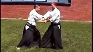 Aikibatto duo sword exercise, by Stefan Stenudd in 2004