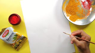 Maa Durga drawing with Haldi powder and Sindoor 😍🙏🏻| drawing with turmeric powder and Sindoor