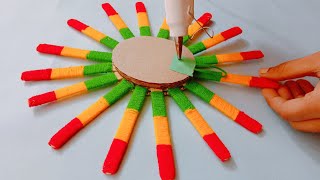 Mirror Decoration With Icecream Sticks and Woolen || DIY Wall Hanging Mirror Room Decor Craft