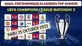 LIGA CHAMPIONS 2023/2024 | HASIL LENGKAP UCL MATCHDAY 3 | KLASEMEN DAN TOP SKORER | 24-25 Oktober