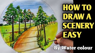 How to draw a scenery easy step by step|Scenery Drawing with water colour