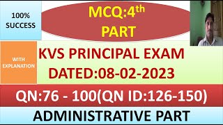 KVS PRINCIPAL:MCQ-4TH PART(08-02-2023)