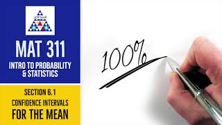 Confidence Intervals for the Mean - Std Dev known (Section 6.1)