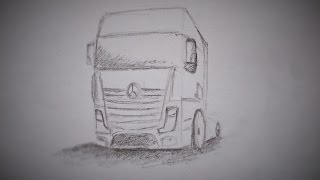 How to draw a truck Mercedes Benz