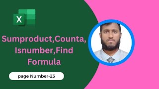 How use counta,sumproduct,isnumber,find formula in excel|Advance book Page Number 23