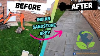 Indian sandstone grey slabs 4 size pack . how to build a patio, laying patio, how i landscape