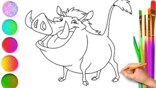 How to draw a Pumbaaa from the Lion King .Cómo dibujar un Pumba del Rey León.zeichne ein Pumbaaa.