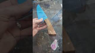 Making a desert ironwood handle for a chef knife #bladesmith #knifemaking