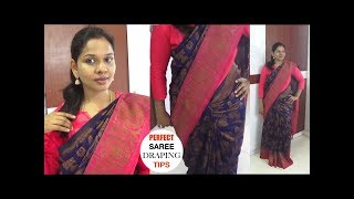 10 நிமிஷம் போதும் !!! அழகாக  மடிப்பு எடுத்து SAREE கட்டுவது எப்படி?