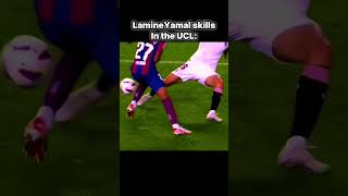 Lamine Yamal skills in UCL #football #lamineyamal  #fcbarcelona