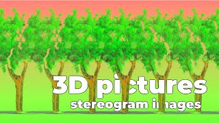 3D pictures,stereogram images with trees,magic eye