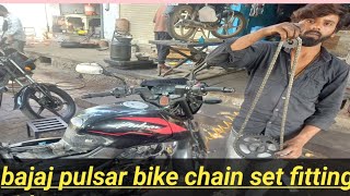 Bajaj pulsar bike chain set fitting  full video