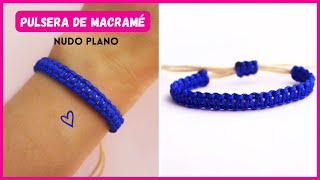 💙 Como hacer pulseras de hilo en macramé con nudo plano paso a paso para principiantes