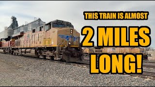 2 Mile Long Freight Train! | Two Union Pacific Railroad Trains Meet | Gothenburg, Nebraska