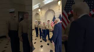 President Elect Donald Trump greeting U.S. Marines who are currently stationed in France. #trump