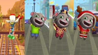 Talking Tom Gold Run: Tom, General Tom, Santa Tom VS Subway Surfers Gameplay