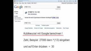 Kubikwurzel mit Google berechnen !