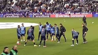 Calentamiento del Real Madrid en el estadio Zorrilla