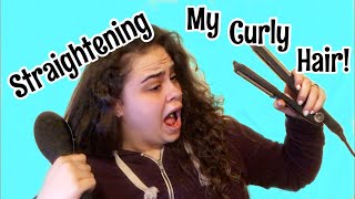 STRAIGHTENING MY CURLY  HAIR FOR THE FIRST TIME IN MONTHS‼️ | SHELBY XOXO’S LIFE