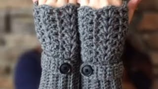 جوانتي بدون اصابع كروشيه سهل جدا للمبتدئين How to crochet fingerless gloves