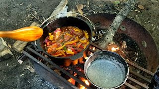 Cooking Ribs in a Dutch Oven On Campfire