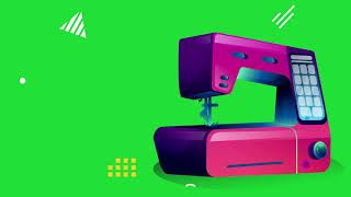 Sewing Machine Vector Animation Green screen