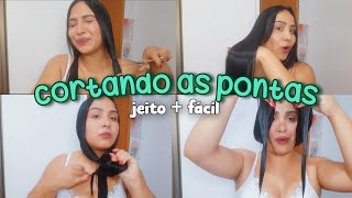 COMO CORTAR O CABELO EM CASA 💇‍♀️ *fiz o corte que encorpora as pontas*