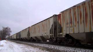 CSX # 7632 And IC 1032 Leads A Southbound Grain Train Through Deerfield