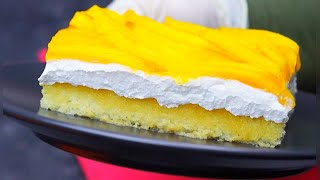 كيكة المانجو بالكريمة إقتصادية بدون بيض و خفيفة و سريعة جدا | Mango cake without eggs 🥭