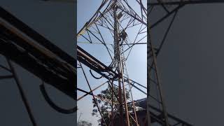 Telecom tower using rope grab fall arrester on ladder