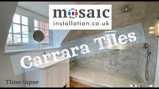 How to install small Carrara tiles , Tips for small marble installation, Carrara Mosaic, Time Lapse