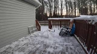 Snow plowing on the porch.