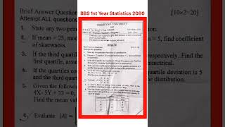 Bbs 1st year Business Statistics Question paper 2080 ❤️😍 Statistics bbs 1st year question paper 2080