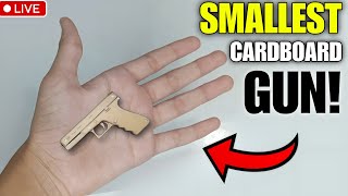 Making the SMALLEST cardboard glock 17! Live creation 🔴