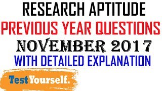 Ugc Net - Previous Year Questions ll Research Aptitude ll November 2017 ll Detailed Explanation