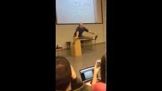 Chemistry instructor does a cartwheel & splits