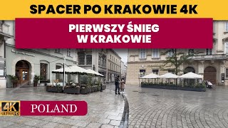 Spacer po Krakowie - pierwszy śnieg w listopadzie - Rynek Główny w Krakowie ❄️