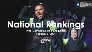 February 8, 2024 - National Rankings for Prep, Competitive Rec, and Dance Divisions